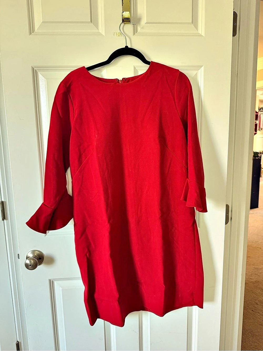 Ann Taylor Ruffle Sleeve Mini Dress in Red Size 14 Like New
